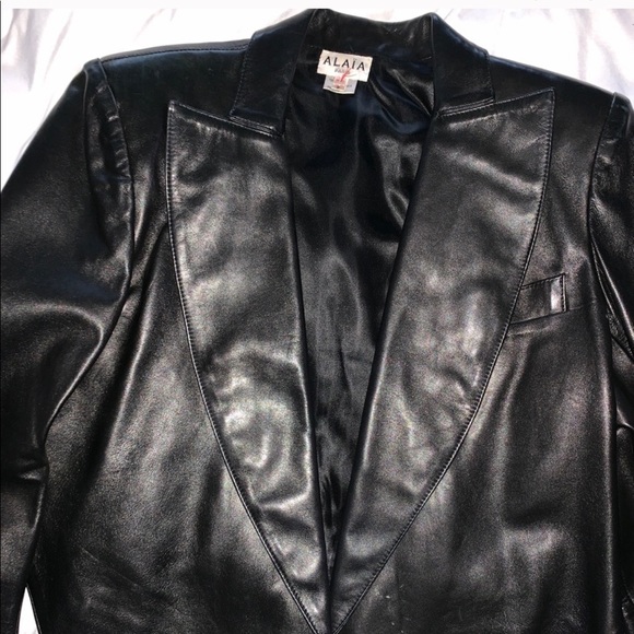 alaia leather coat